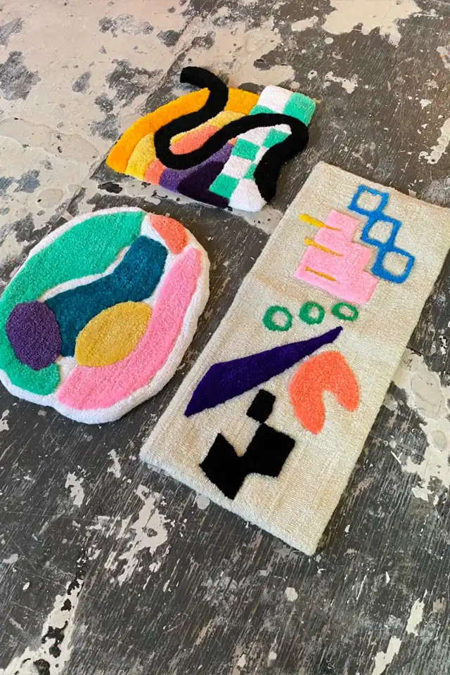 Abstract tufted wall hanging